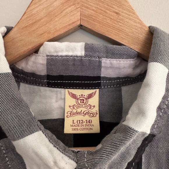 Set of 3 - Faded Glory Burgundy Plaid Shirt L Womens 12-14 - Picture 7 of 10